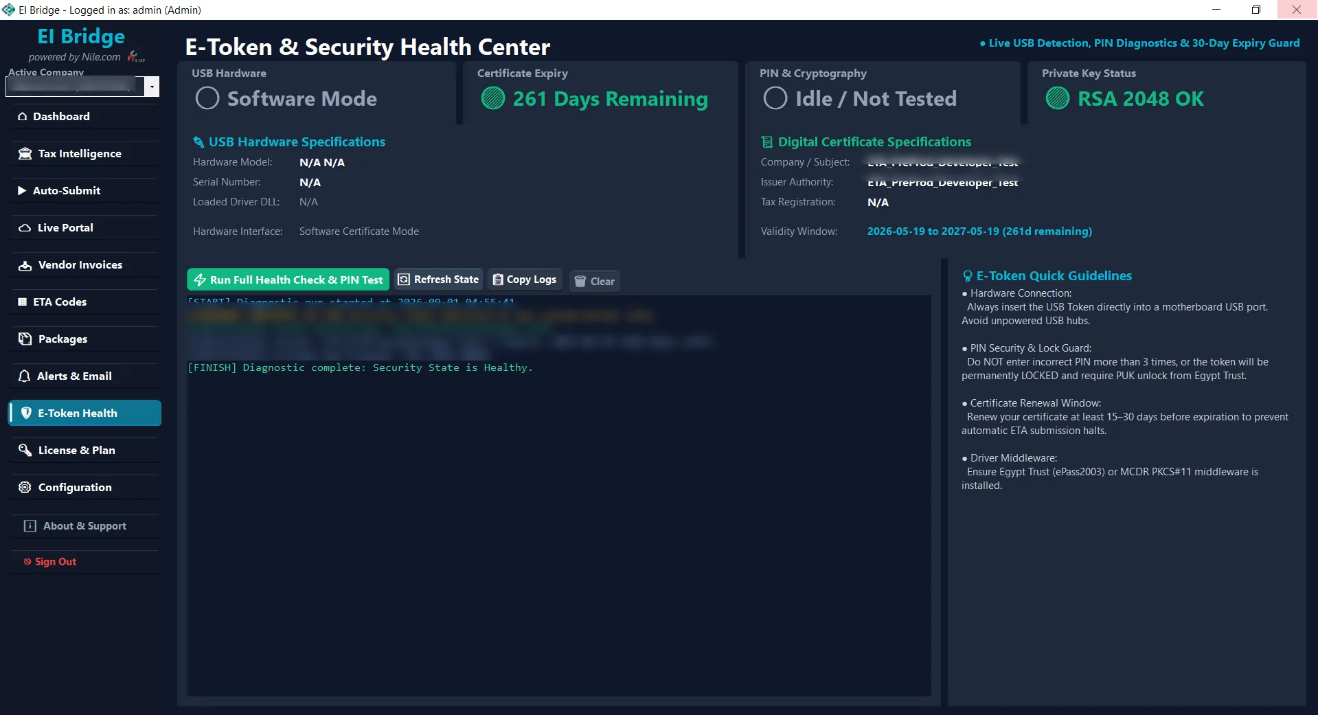 E-Token and digital signature health centre